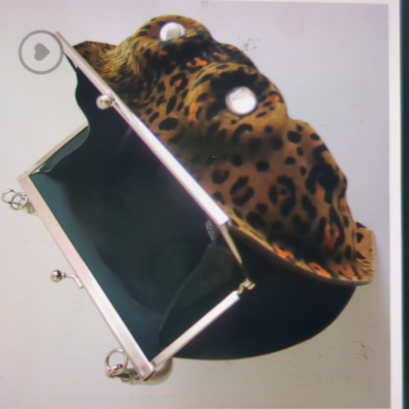 ANEMONE* lady octopus velvet leopard molded bag w silvertone hardware snap top - Picture 13 of 15